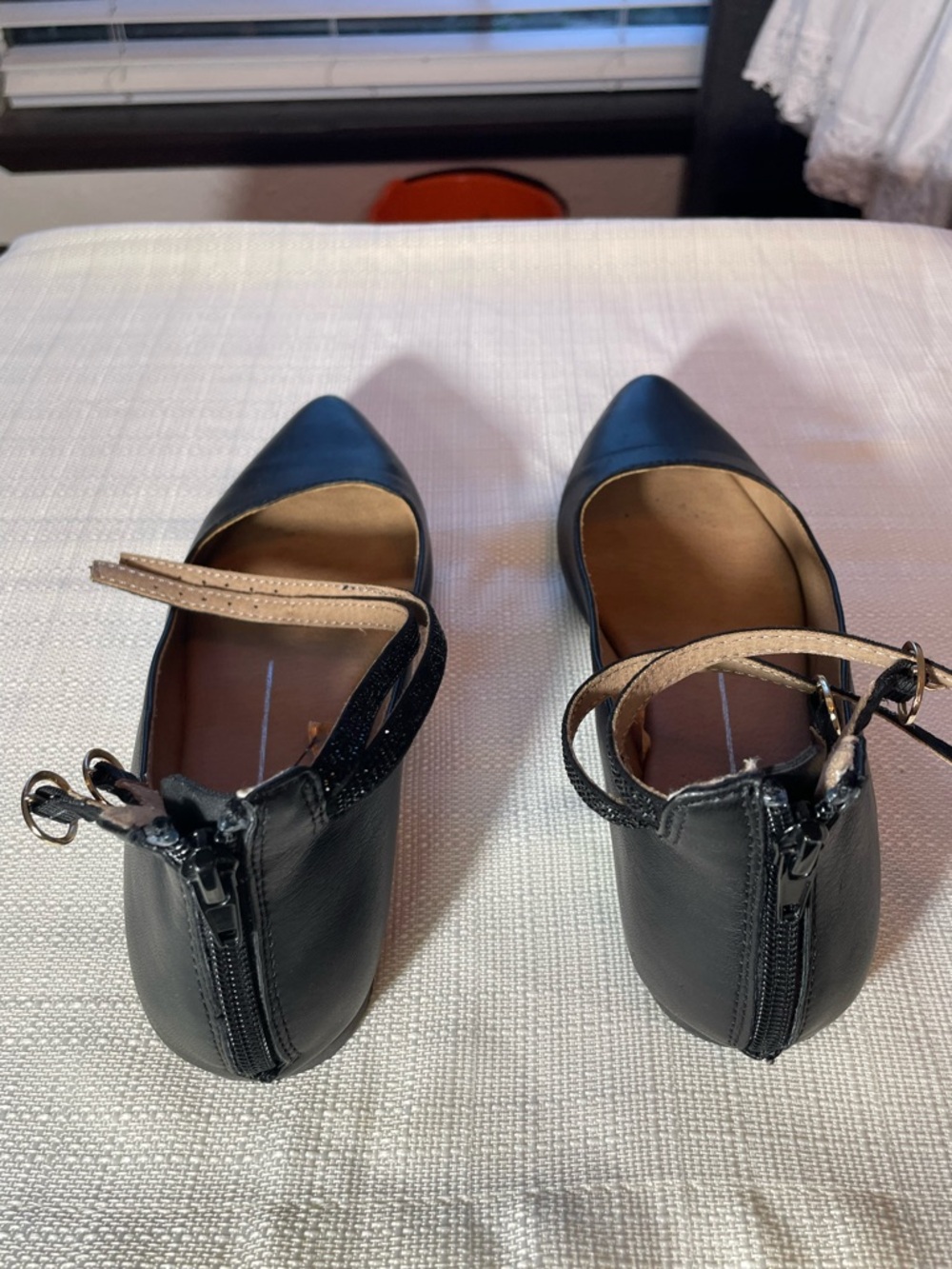 Fila Black Pointed-Toe Flats with Ankle Strap